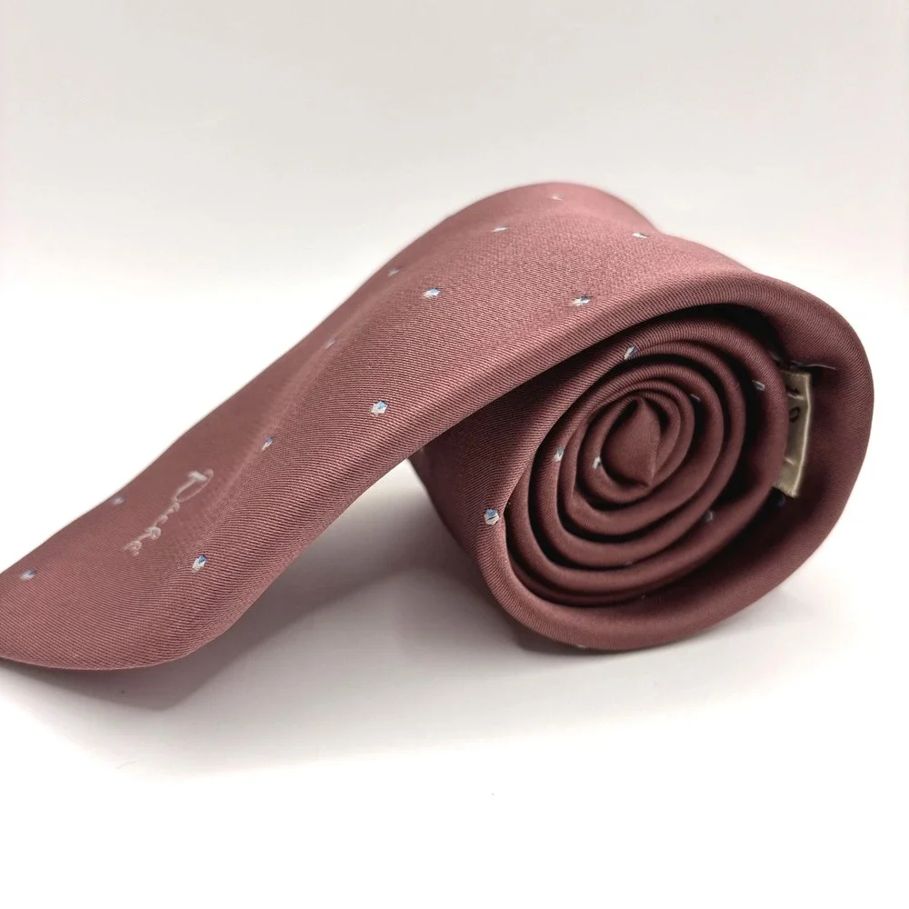 Vintage Lilly Dache Silk Tie Embroidered Dusty Pink Gray Blue 56.5 in USA